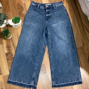 #BEMORE Super High Rise Rewash Denim Wide-Leg Jeans Sz 3/26